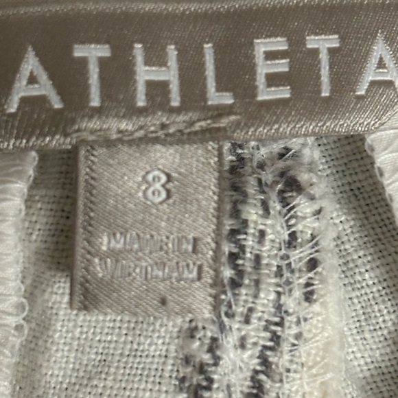 Athleta Stripe Bali 100% Linen Pants Women's Blue White Pinstripes wide … - Picture 6 of 12